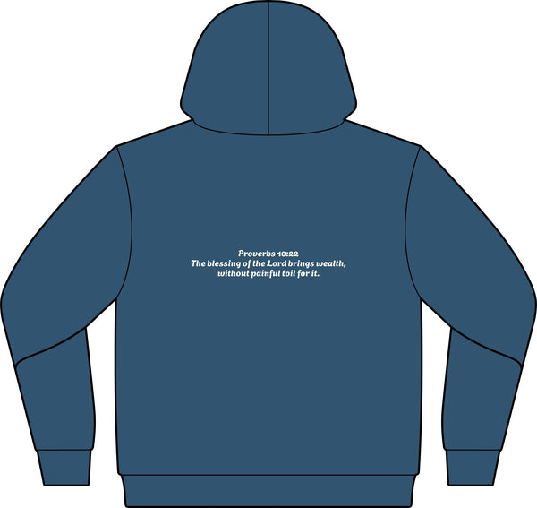Blessed Hub Logo Hoodie — Fleece Sweatshirt (Proverbs 10:22 Back Quote)