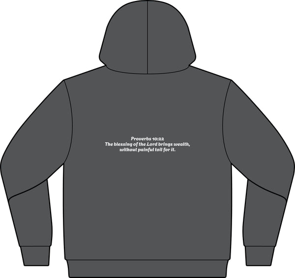 Blessed Hub Logo Hoodie — Fleece Sweatshirt (Proverbs 10:22 Back Quote)