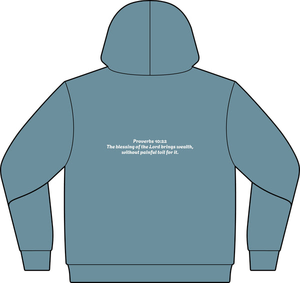 Blessed Hub Logo Hoodie — Fleece Sweatshirt (Proverbs 10:22 Back Quote)