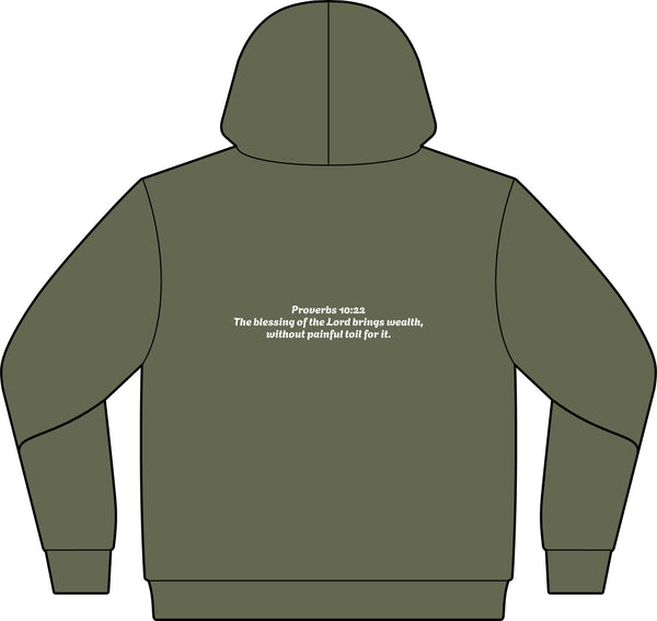 Blessed Hub Logo Hoodie — Fleece Sweatshirt (Proverbs 10:22 Back Quote)