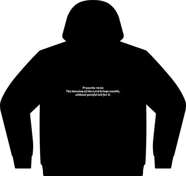 Blessed Hub Logo Hoodie — Fleece Sweatshirt (Proverbs 10:22 Back Quote)