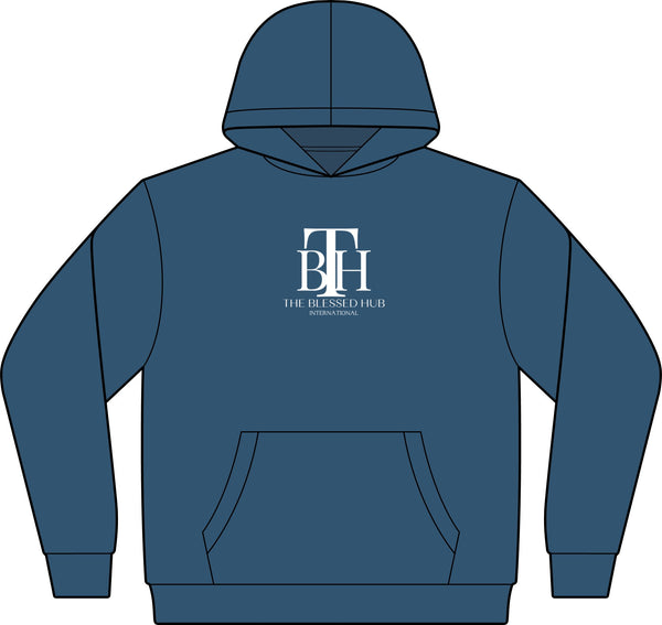 Blessed Hub Logo Hoodie — Fleece Sweatshirt (Proverbs 10:22 Back Quote)