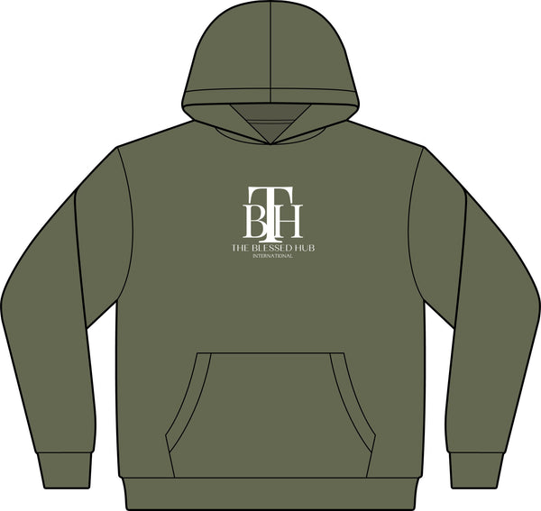 Blessed Hub Logo Hoodie — Fleece Sweatshirt (Proverbs 10:22 Back Quote)