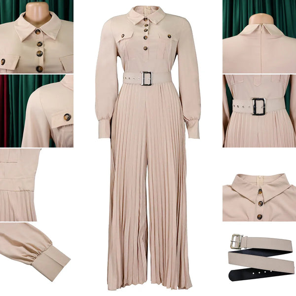 Elegant Pleated Wide Leg Jumpsuits