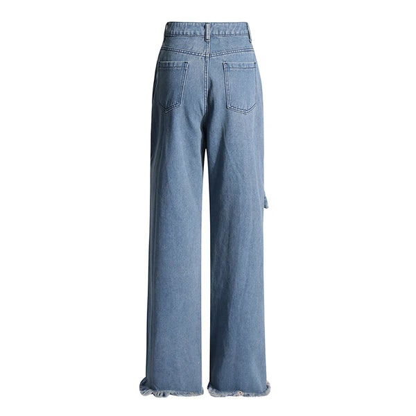 Bowknot High Waist Spliced Pockets Jeans