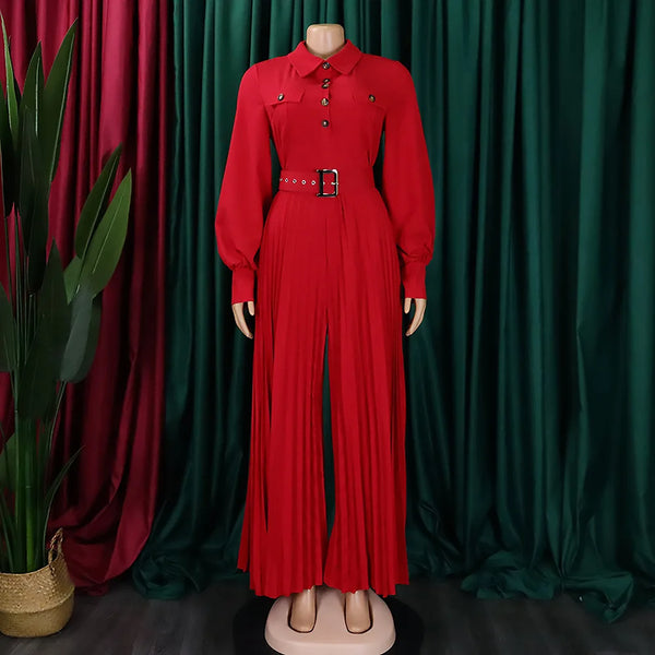 Elegant Pleated Wide Leg Jumpsuits