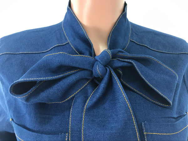 Spliced Patchwork Denim Blouse