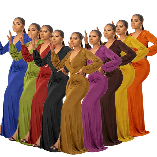 Elegant Pleated Maxi Dress