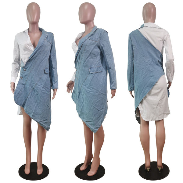 Patchwork Irregular Denim Dress