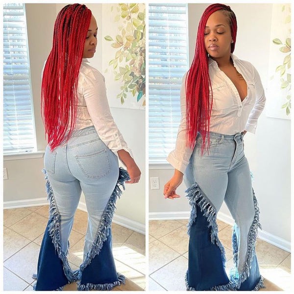 Patchwork Bell Bottom Jeans