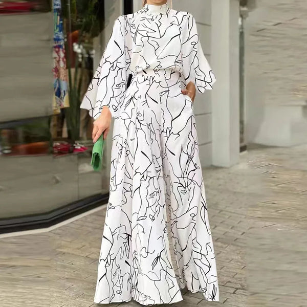 Autumn Printed Wide Leg Ladies Jumpsuit