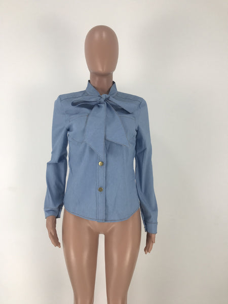 Spliced Patchwork Denim Blouse