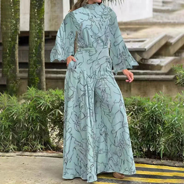 Autumn Printed Wide Leg Ladies Jumpsuit