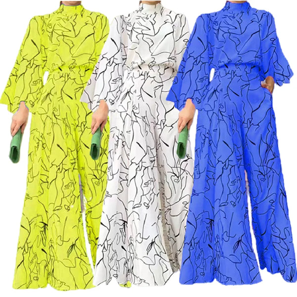 Autumn Printed Wide Leg Ladies Jumpsuit