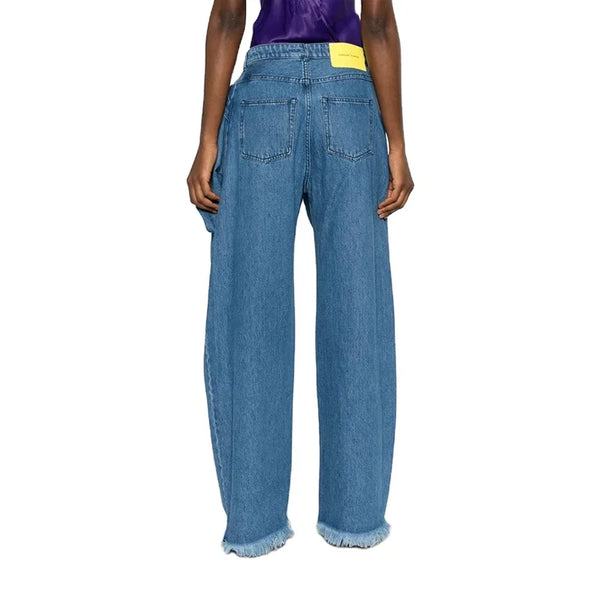 Bowknot High Waist Spliced Pockets Jeans
