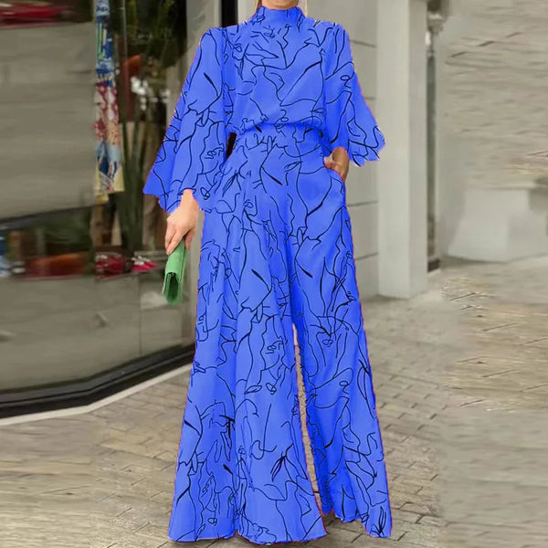 Autumn Printed Wide Leg Ladies Jumpsuit
