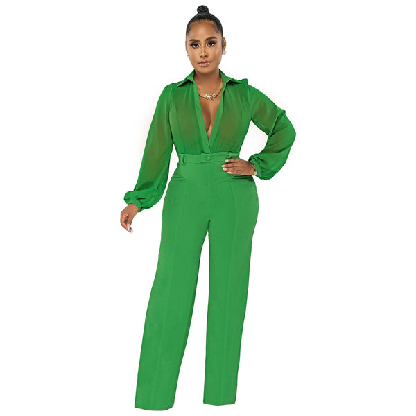 See Through Chiffon Knitted Jumpsuit