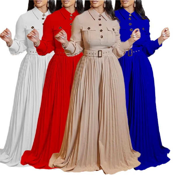 Elegant Pleated Wide Leg Jumpsuits