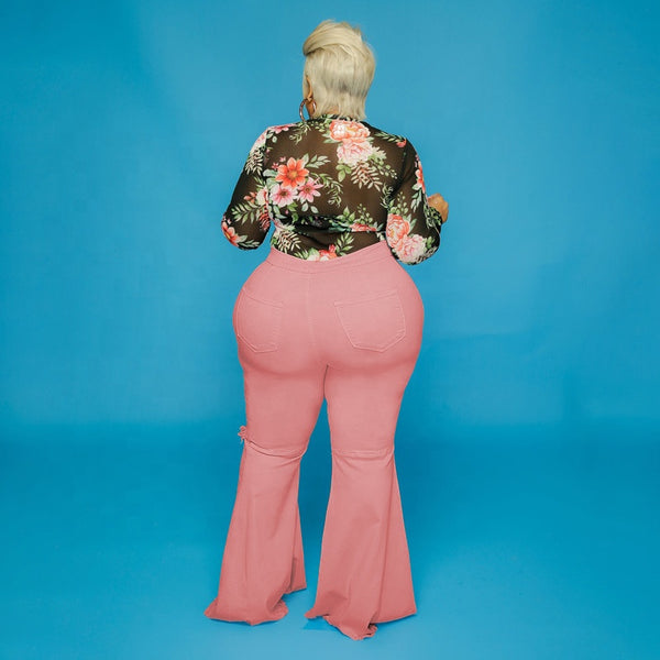 Denim Boyfriend Flare Jean Plus Size