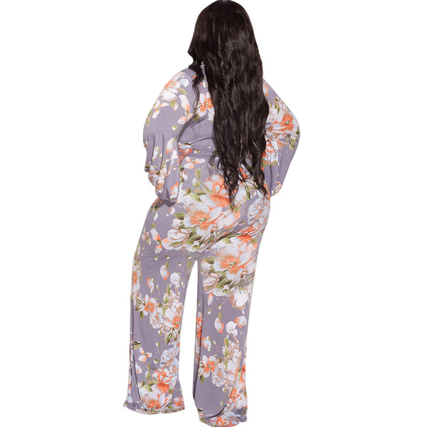 Floral Print Loose Waist Strap Jumpsuit