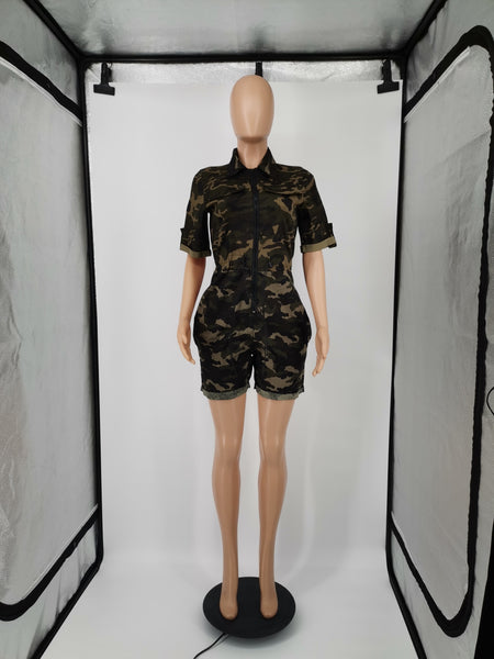 Camouflage Shorts Romper