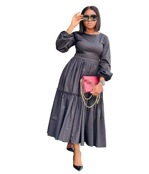Elegant Puff Sleeve Evening Dress