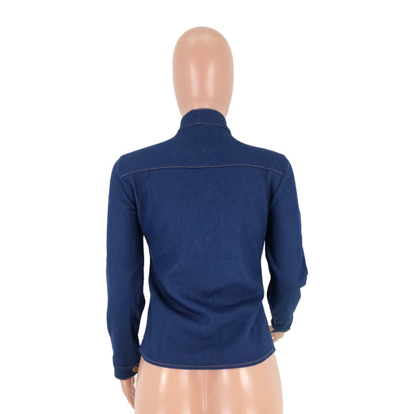Spliced Patchwork Denim Blouse