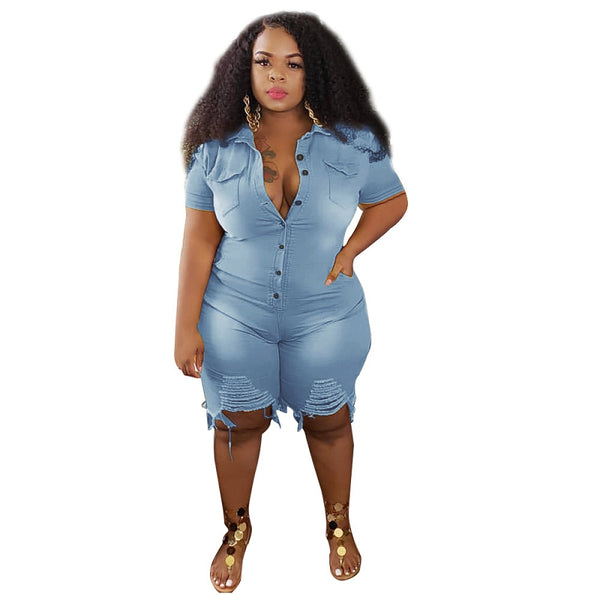 Denim Shorts Jumpsuit
