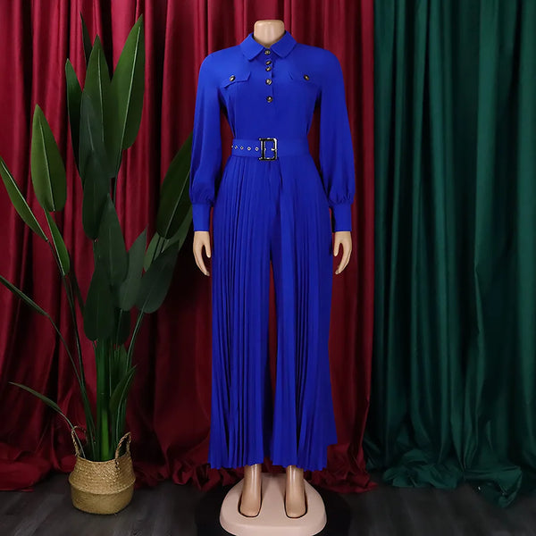 Elegant Pleated Wide Leg Jumpsuits
