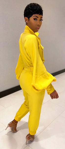 Lantern Sleeves Pocket Jumpsuits