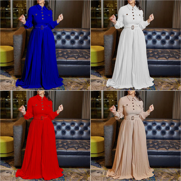 Elegant Pleated Wide Leg Jumpsuits