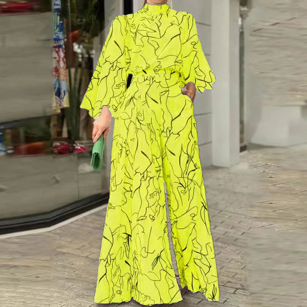 Autumn Printed Wide Leg Ladies Jumpsuit