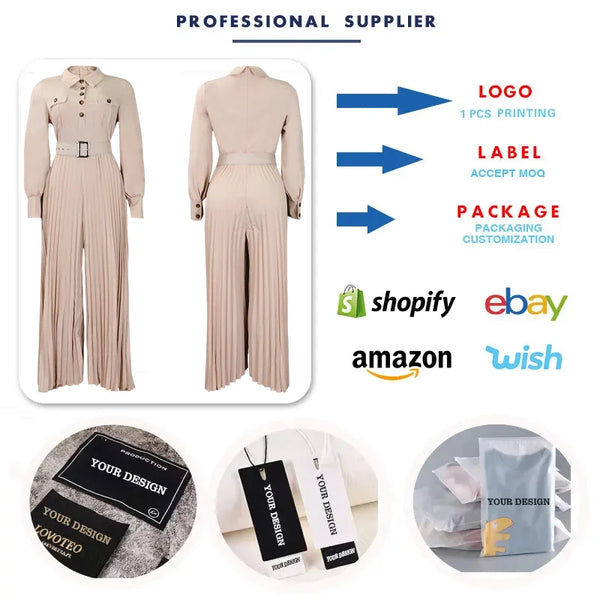 Elegant Pleated Wide Leg Jumpsuits