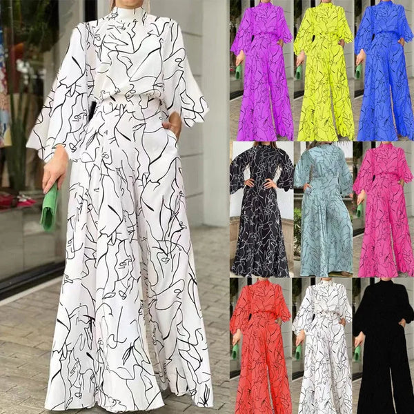 Autumn Printed Wide Leg Ladies Jumpsuit