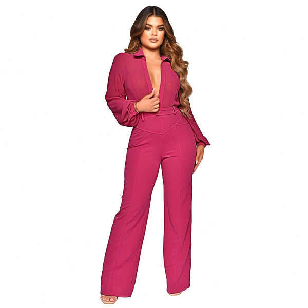 See Through Chiffon Knitted Jumpsuit