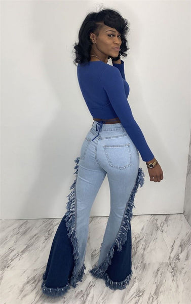 Patchwork Bell Bottom Jeans