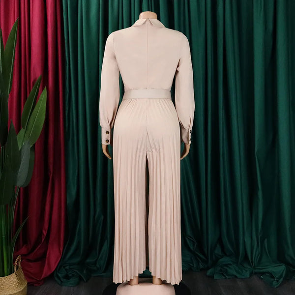 Elegant Pleated Wide Leg Jumpsuits