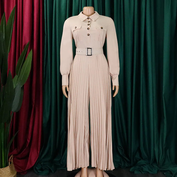Elegant Pleated Wide Leg Jumpsuits