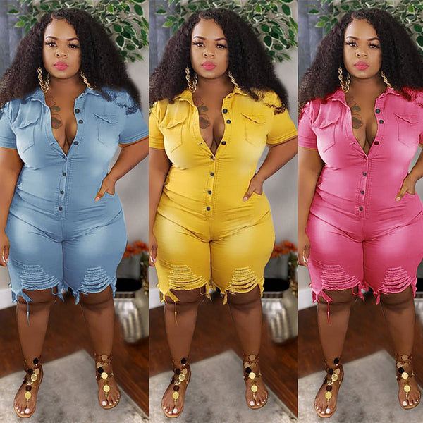 Denim Shorts Jumpsuit