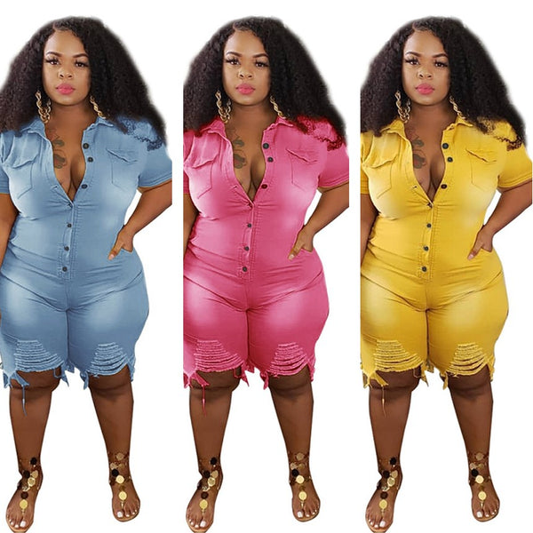 Denim Shorts Jumpsuit