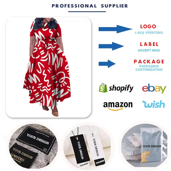 Lace Up Plus Size Print Dress