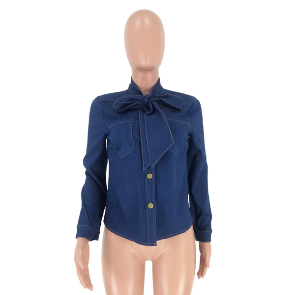 Spliced Patchwork Denim Blouse