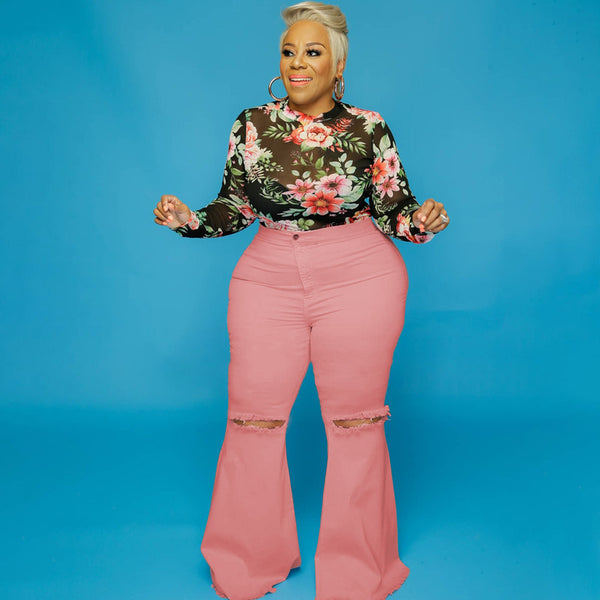 Denim Boyfriend Flare Jean Plus Size