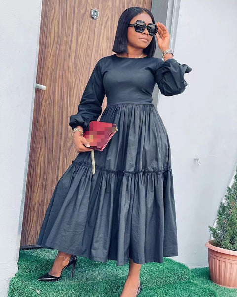 Elegant Puff Sleeve Evening Dress