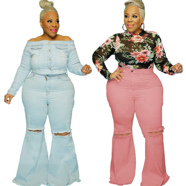 Denim Boyfriend Flare Jean Plus Size