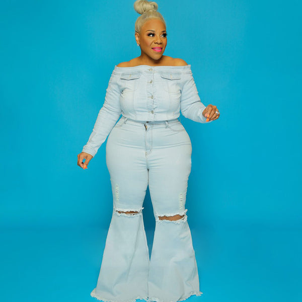Denim Boyfriend Flare Jean Plus Size