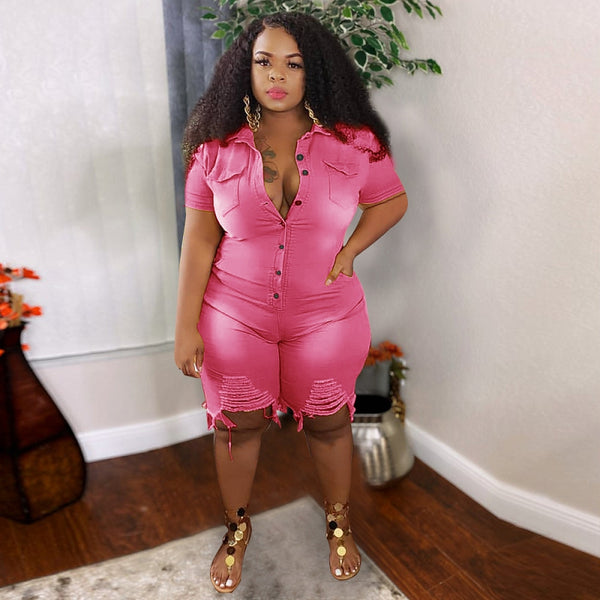 Denim Shorts Jumpsuit