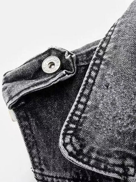 Denim Gray Cowboy Distressed Vest