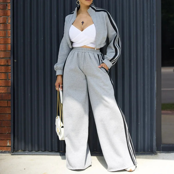 YAYA Striped Side Wide Leg Tracksuits