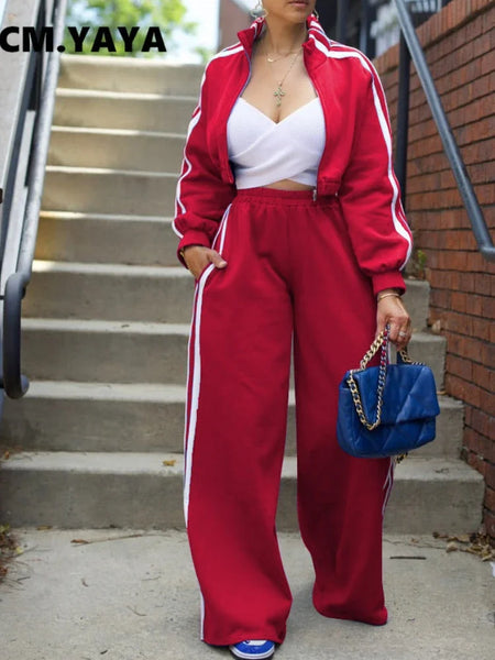 YAYA Striped Side Wide Leg Tracksuits